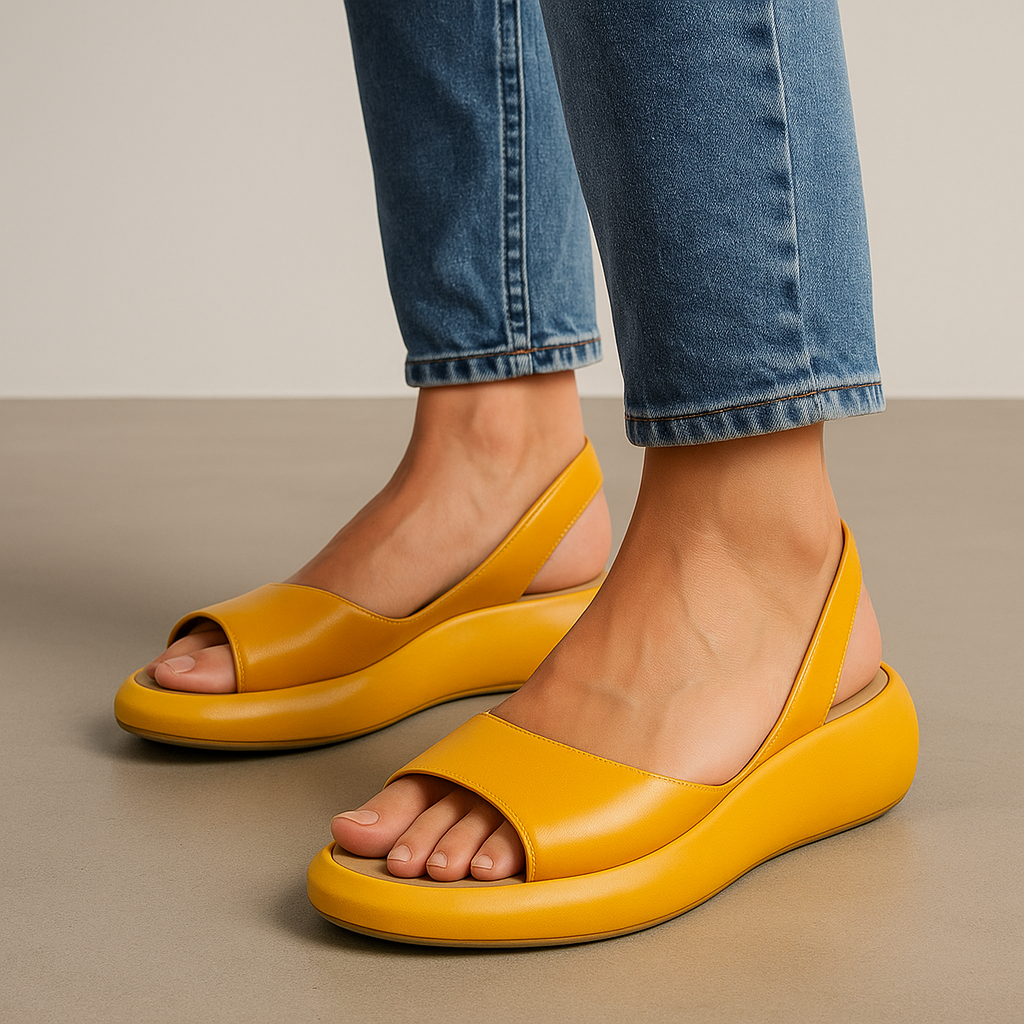 Offene Zehenpartie der Damen-Sandalen aus nächster Nähe