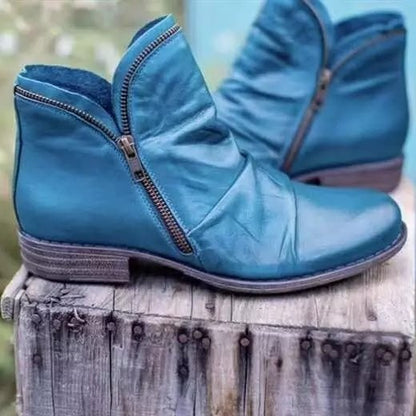 Seitliche Ansicht der Damenstiefelette mit praktischem Reissverschluss