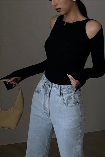 Damen Stricktop kombiniert in einem lässigen Alltagslook