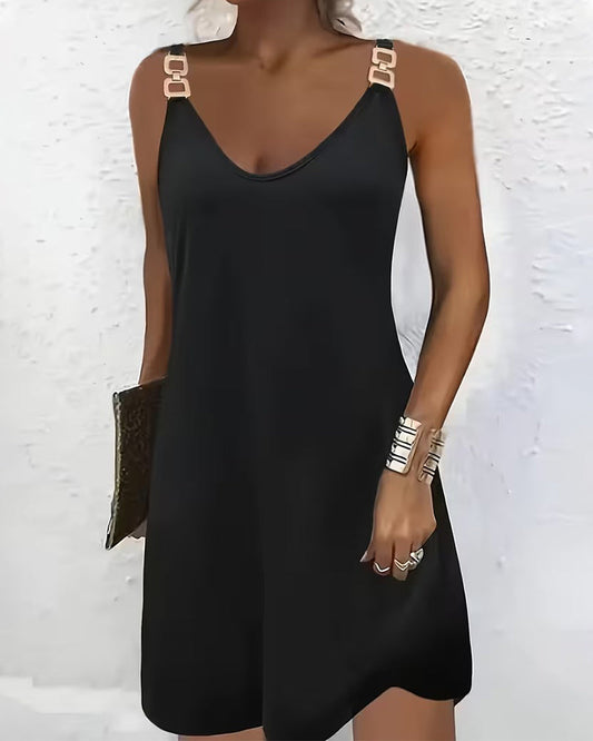 Damen Cami-Minikleid in Uni, ärmelloses kurzes Kleid in schlichtem Design
