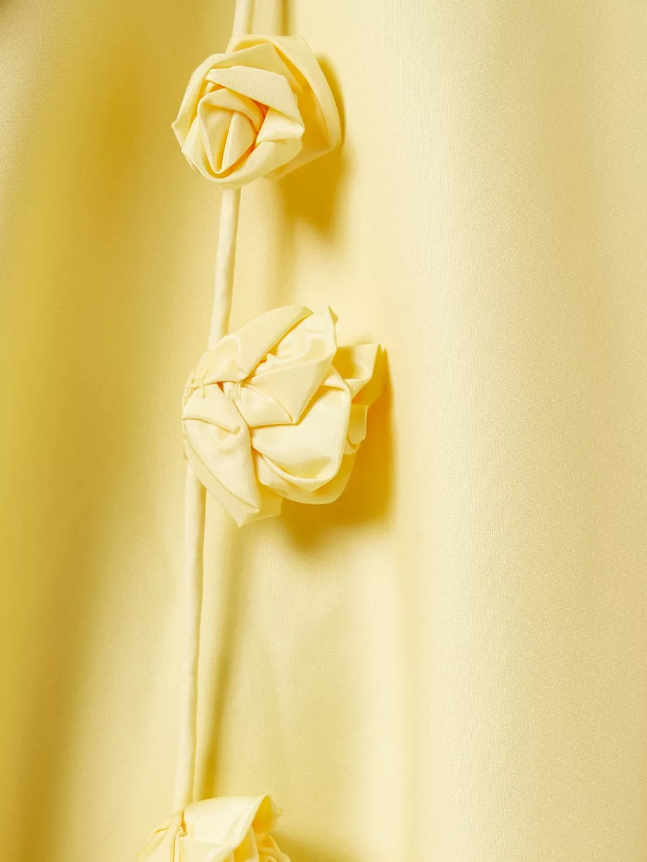 Damen Minikleid für Events mit 3D-Rosen-Trägern und kurzer Länge
