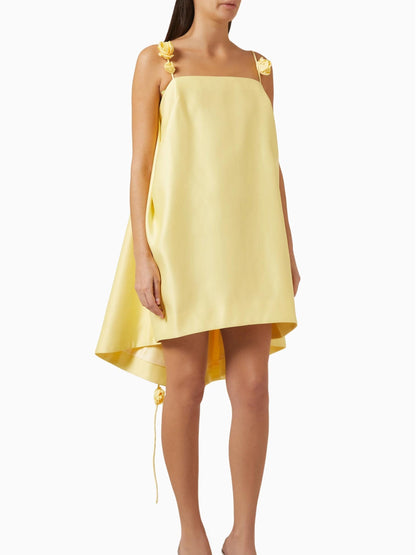 Damen Minikleid Rückenfrei Mit 3D Rosen A Linie
