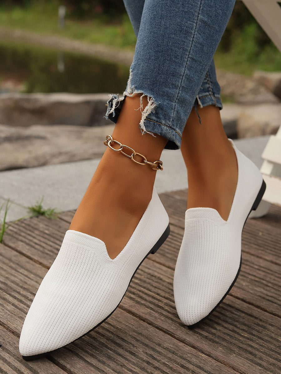 Damen Ballerinas unifarben, Rückansicht mit schlichtem Finish