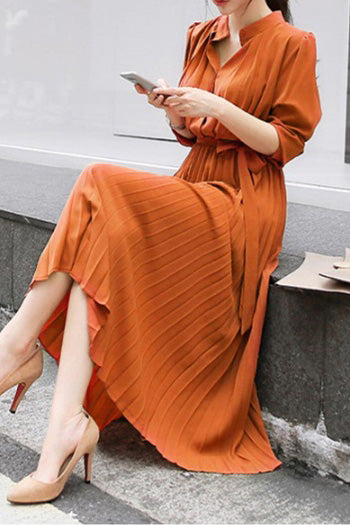 Faltenkleid aus Chiffon mit Puffärmeln