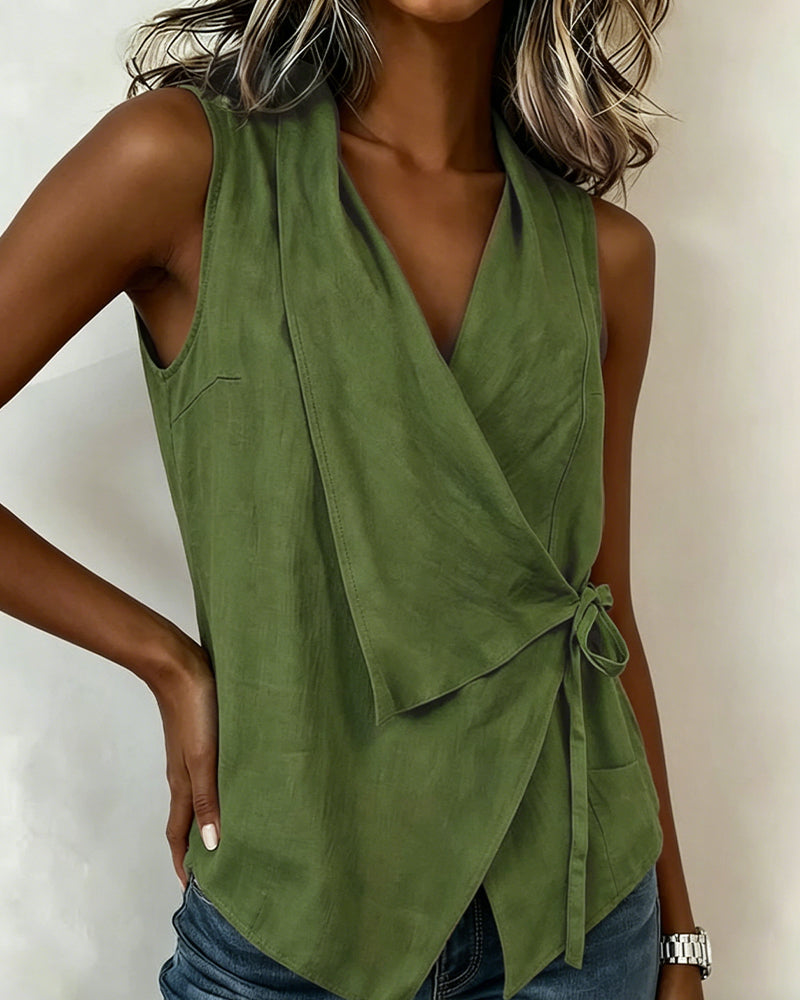 Ärmellose Wickelbluse für Damen