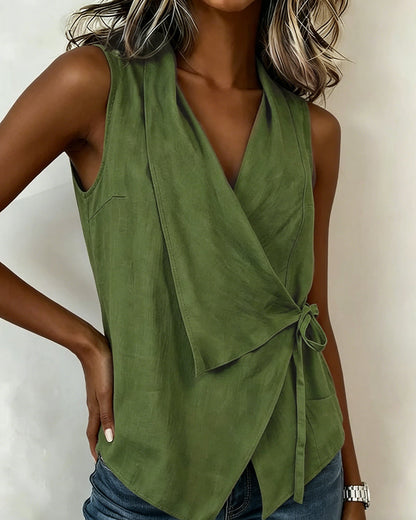 Ärmellose Wickelbluse für Damen