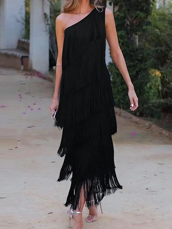 Müheloser Chic Asymmetrisches Maxikleid mit einer Schulter