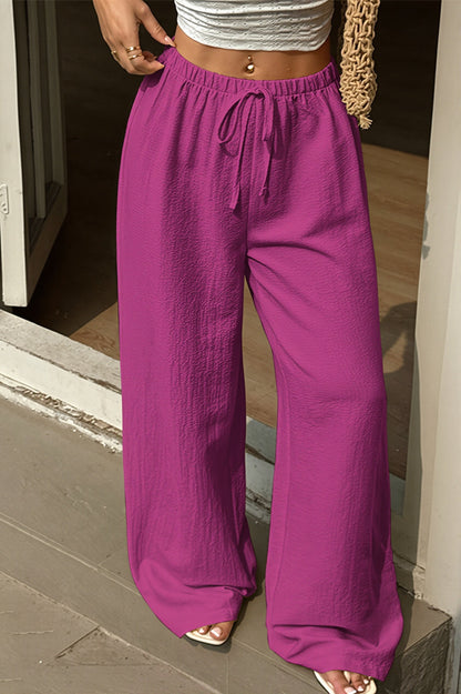Damen Wide Leg Hose Mit Hoher Taille Uni