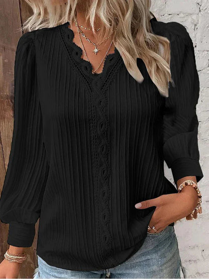 Bluse für Damen mit Chiffon- und Spitzen-Details