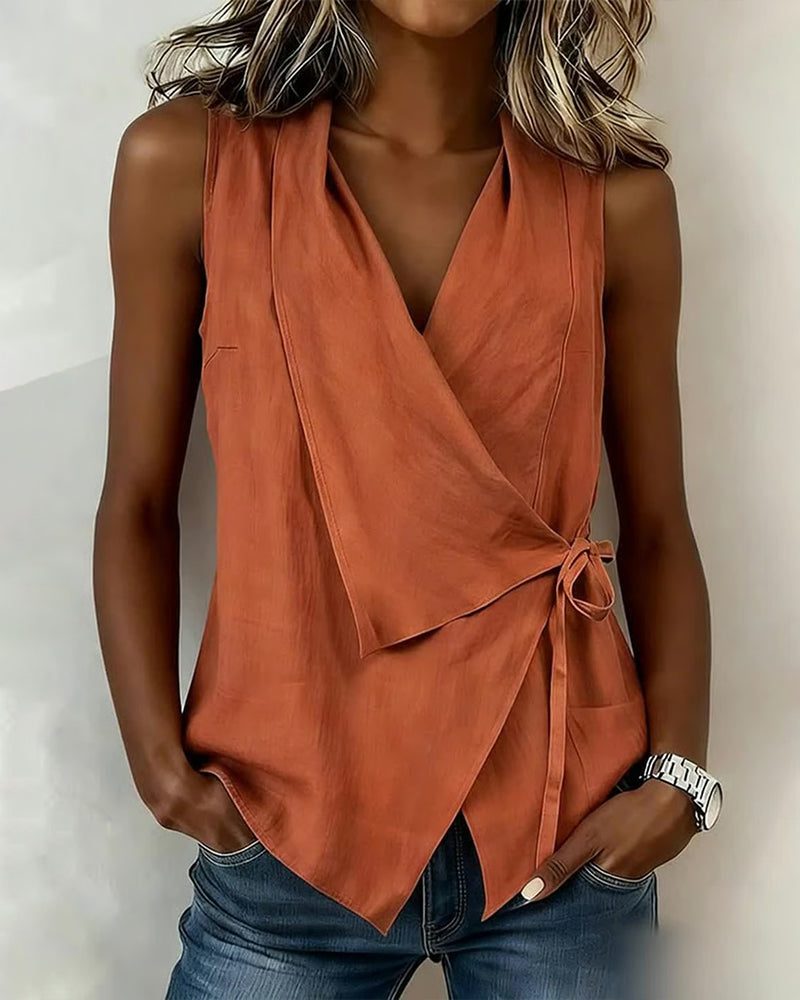 Ärmellose Wickelbluse für Damen