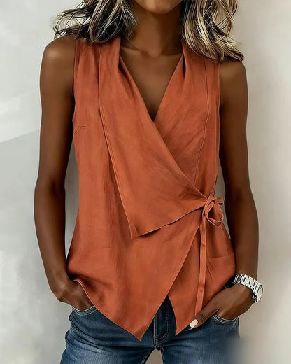 Ärmellose Wickelbluse für Damen