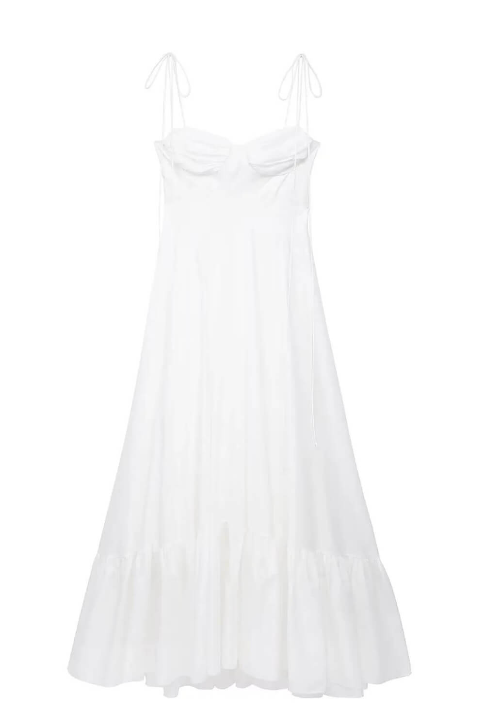 Lang fließendes Kleid aus Polyester in Weiß