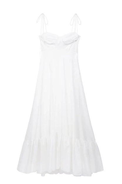 Lang fließendes Kleid aus Polyester in Weiß