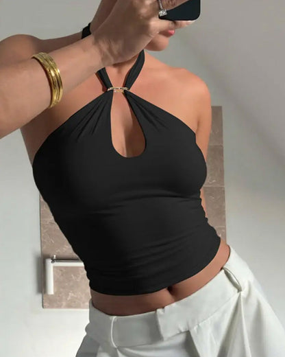 Damen Cami Top Mit Halterneck Und Schnürdetail