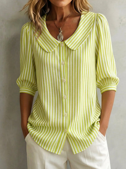 Vintage-Baumwollbluse mit Claudine-Kragen für Damen