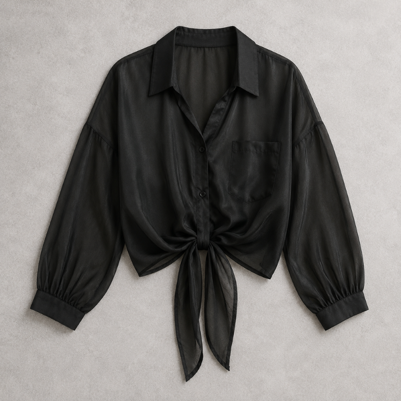 Damenbluse aus Leinen mit Bindevorderteil in sommerlichem Look