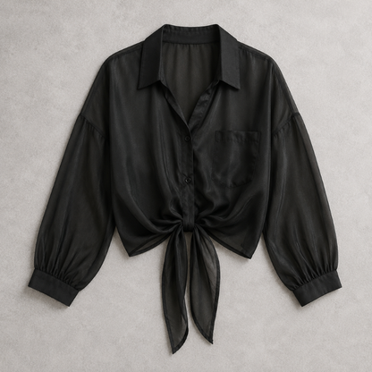 Damenbluse aus Leinen mit Bindevorderteil in sommerlichem Look