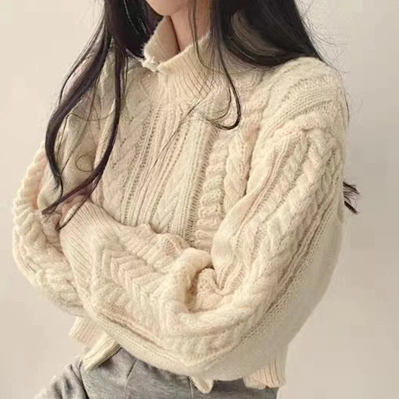 Damen Strick Zip Cardigan Langarm