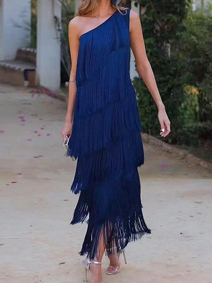 Müheloser Chic Asymmetrisches Maxikleid mit einer Schulter