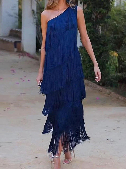 Müheloser Chic Asymmetrisches Maxikleid mit einer Schulter