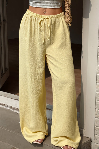 Damen Wide-Leg-Hose in Uni mit hoher Taille, Vorderansicht