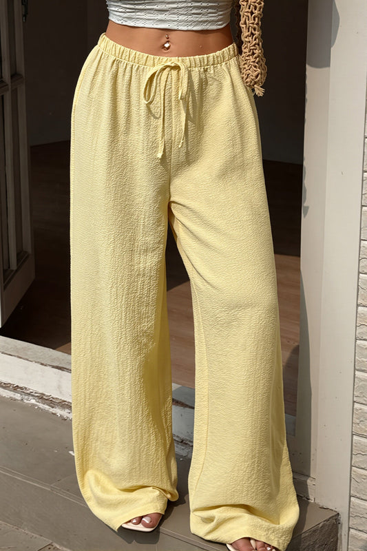 Damen Wide-Leg-Hose in Uni mit hoher Taille, Vorderansicht