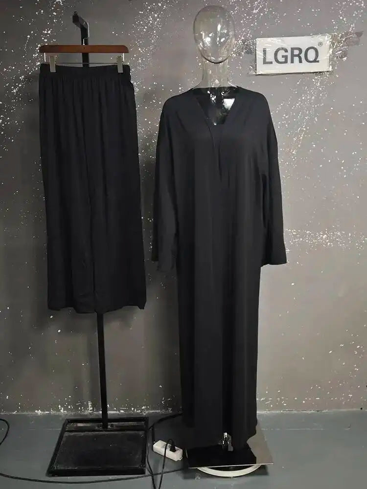 Damen Trägerloses Strick-Top mit Cardigan und weiten Hosen Set