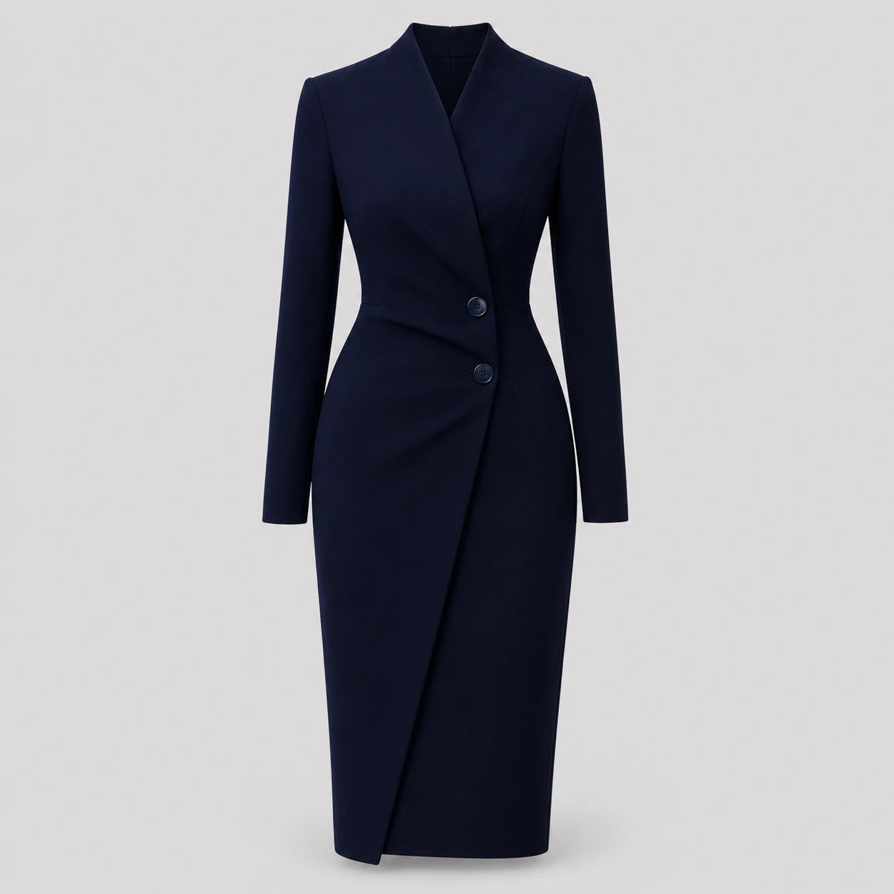 Maßgeschneidertes Wickel-Midikleid für Damen mit langen Ärmeln