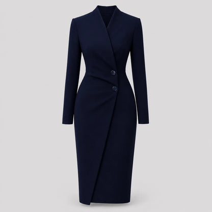Maßgeschneidertes Wickel-Midikleid für Damen mit langen Ärmeln