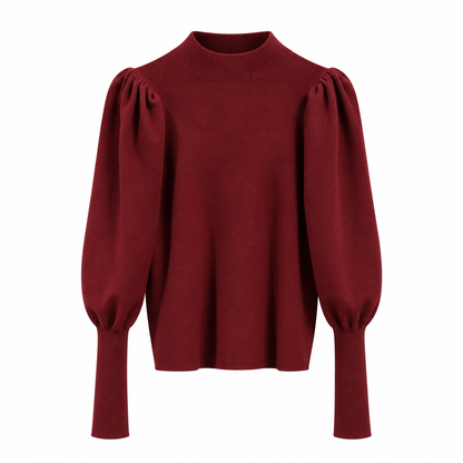 Damenpullover aus geripptem Strick mit Puffärmeln