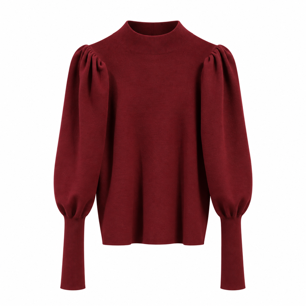 Damen Rippstrickpullover Mit Puffärmeln