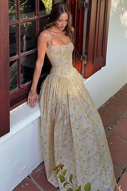 Maxi Slipkleid mit floralem Muster und schmaler Passform für Damen