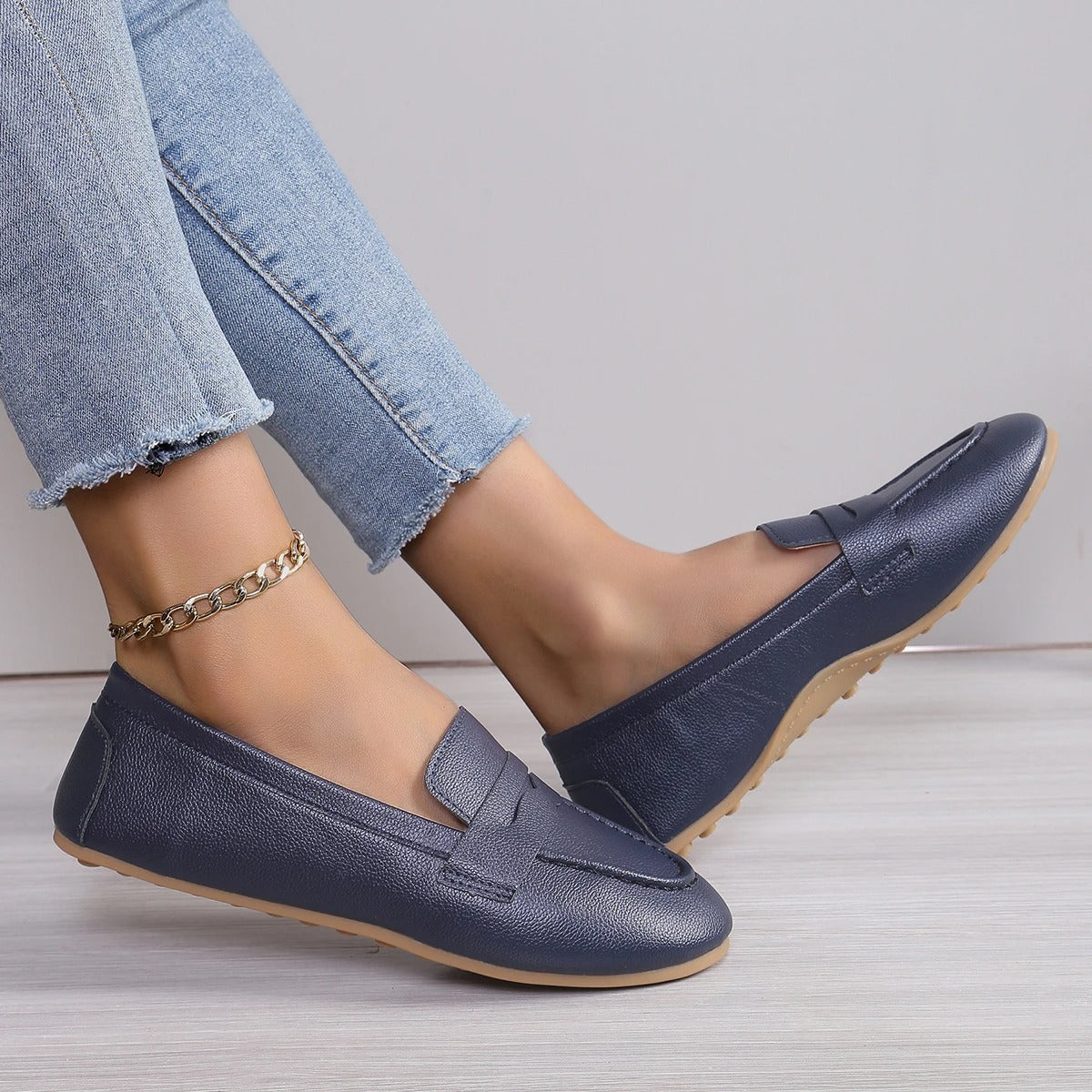 Damen Lederloafer, klassische Loafers für Büro & Alltag, bequem, elegant