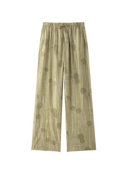 Damen Jacquard Zweiteiler Shirt und Weite-Hosen Set