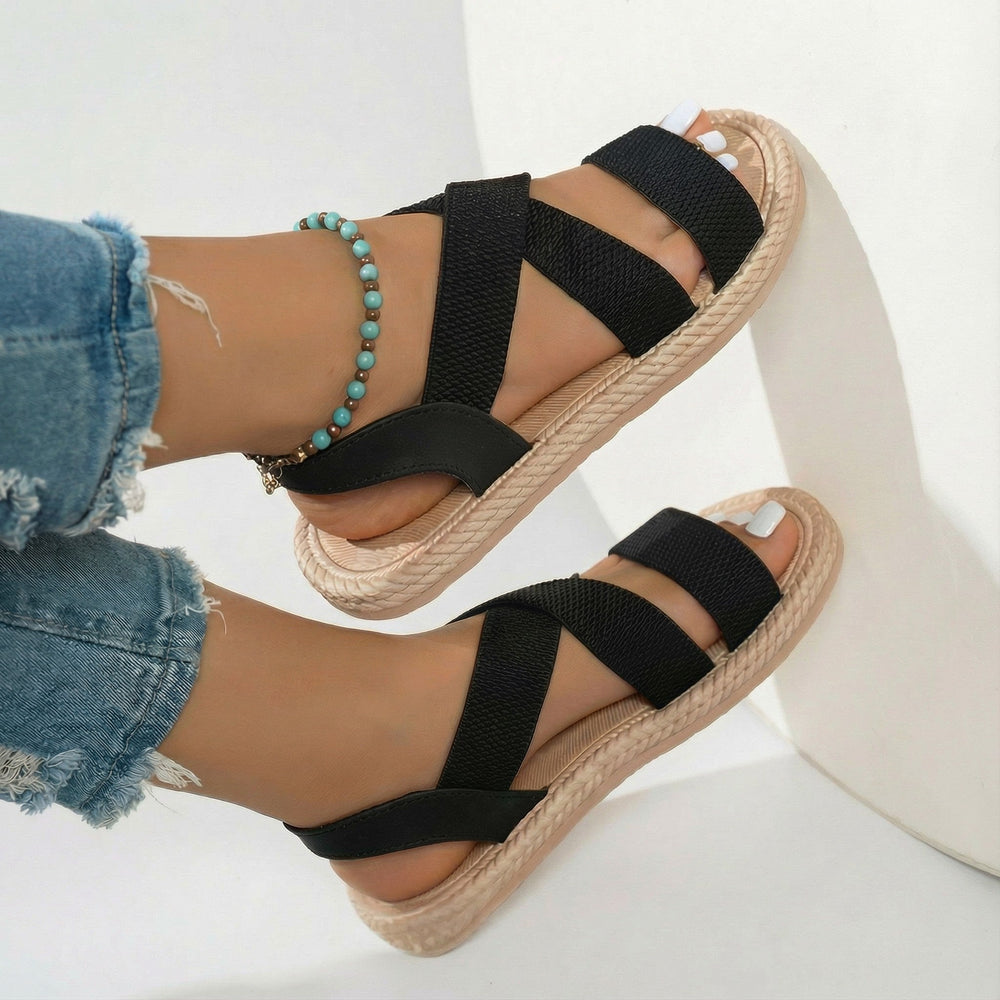 Damen Sandalen mit überkreuzten leichten Riemen, Valora Mode