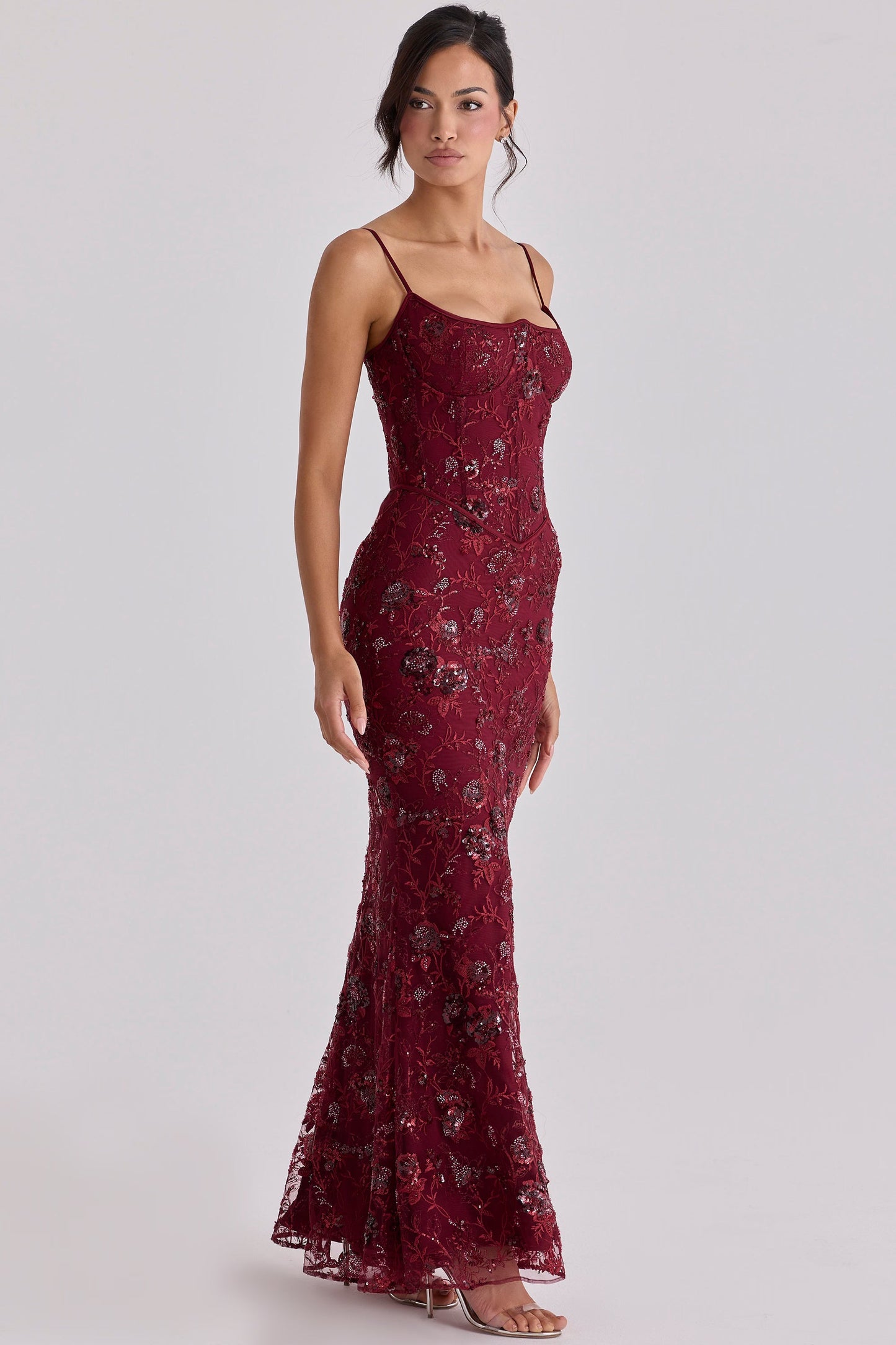 Elegantes ärmelloses Maxikleid mit V-Ausschnitt und Taillengürtel