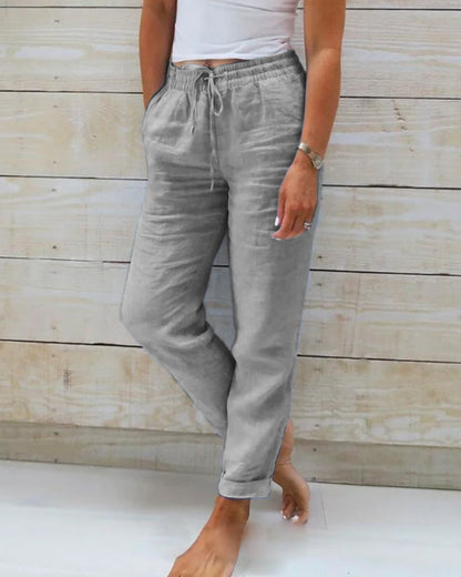 Dehnbare Leinenmisch-Hose für Damen