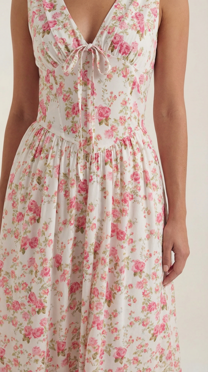 Damen Korsett Midi Sommerkleid