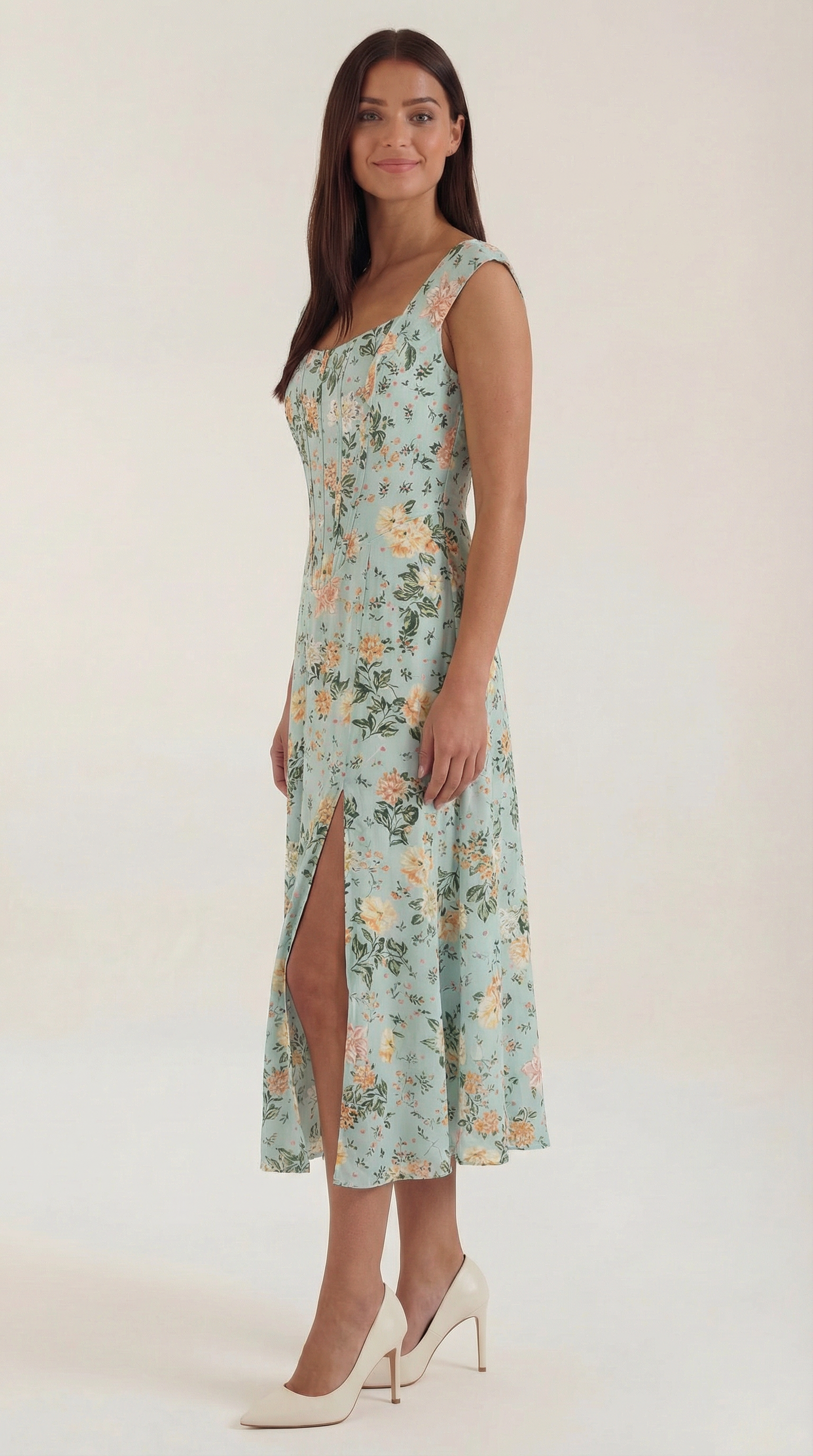 Damen Korsett Midi Kleid Hochzeitsgast Kleid
