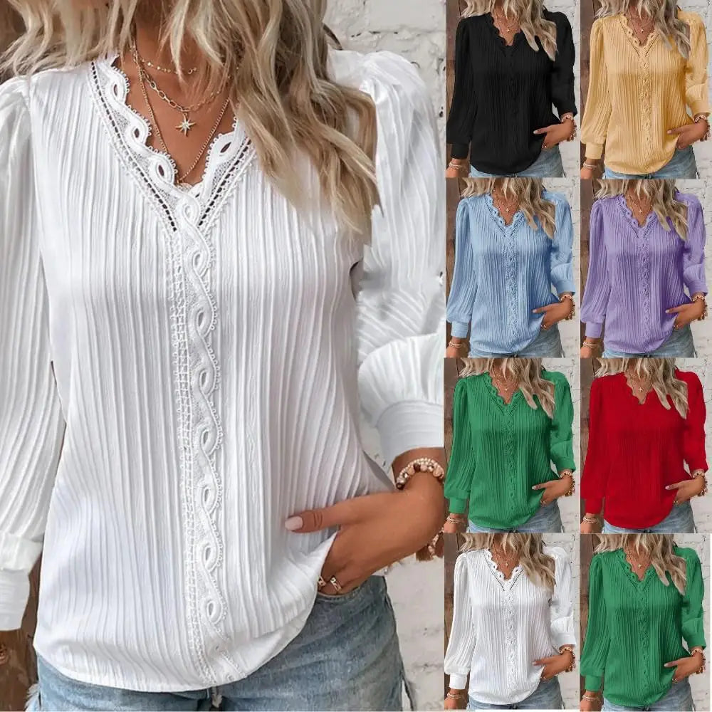 Bluse für Damen mit Chiffon- und Spitzen-Details