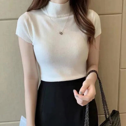 Damen T-Shirt mit Stretch, Stehkragen und lockerer Passform