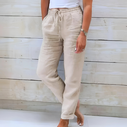 Dehnbare Leinenmisch-Hose für Damen