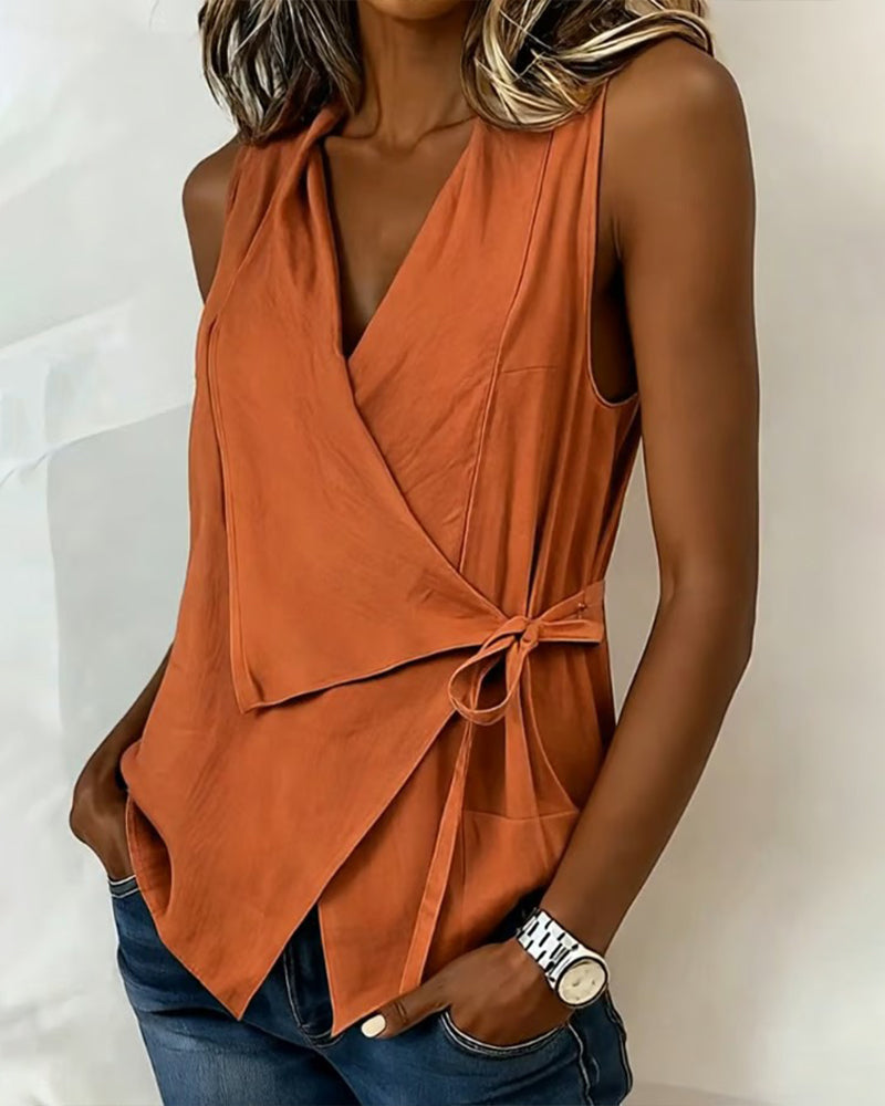 Ärmellose Wickelbluse für Damen
