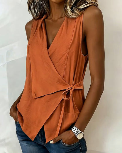 Ärmellose Wickelbluse für Damen
