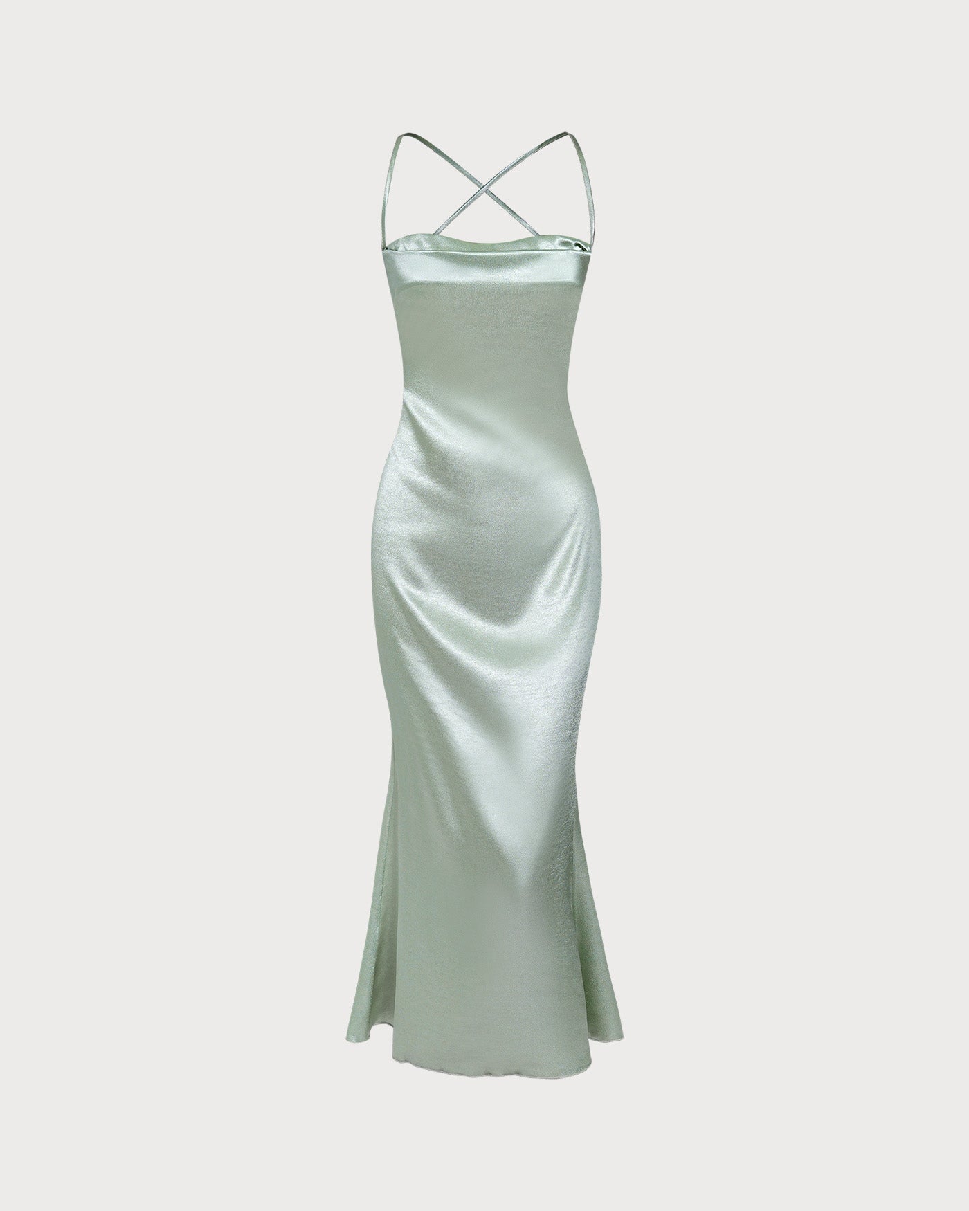 Grünes X-Cross Slip A-Linien Maxi-Kleid