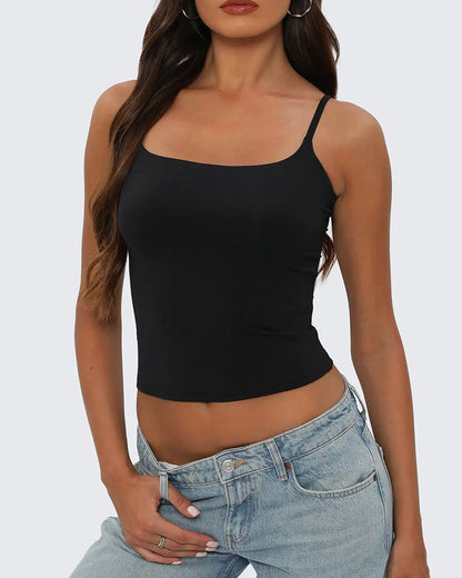 Damen Cami Top Aus Baumwollmix In Unifarbe
