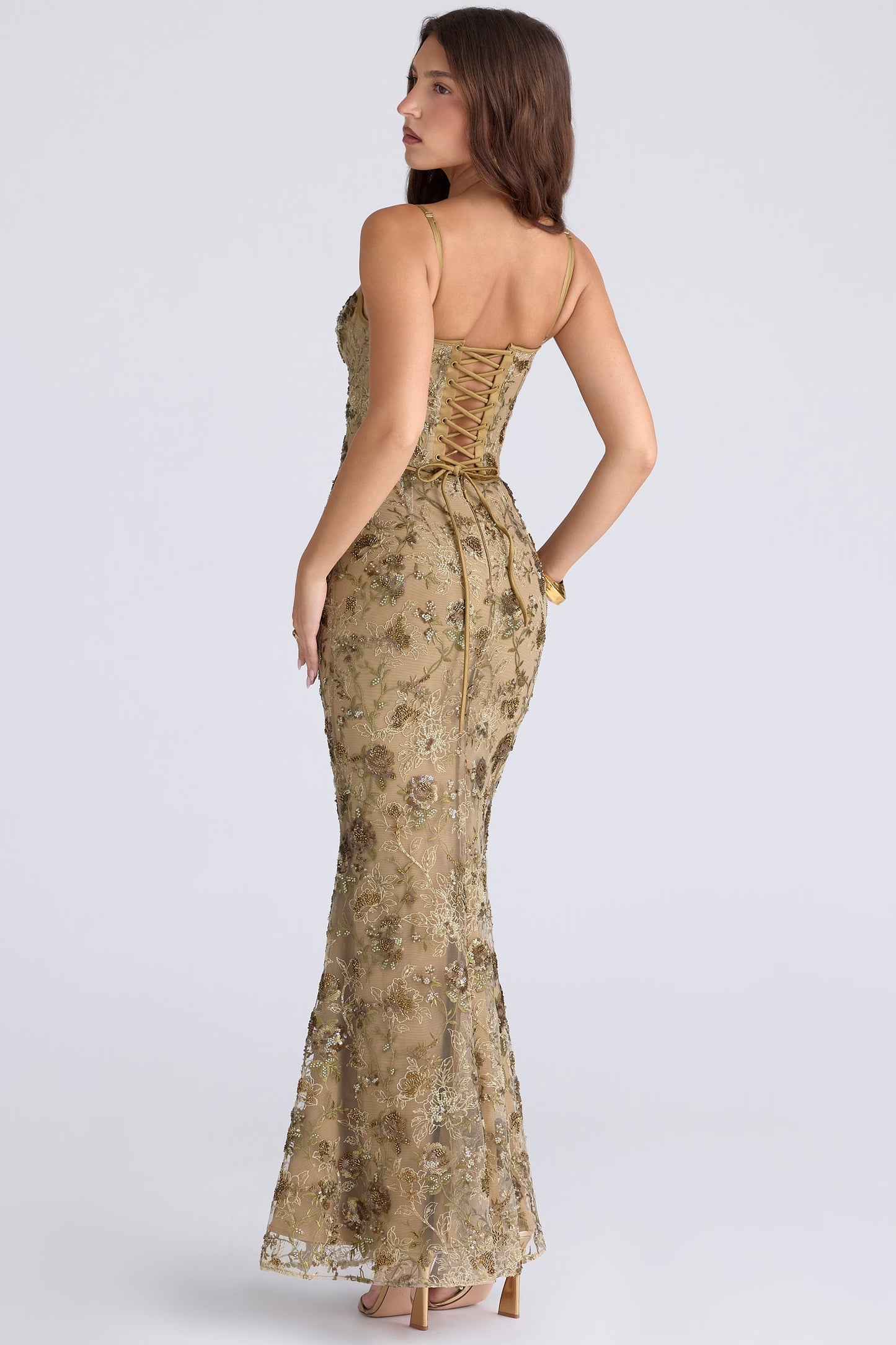 Elegantes ärmelloses Maxikleid mit V-Ausschnitt und Taillengürtel