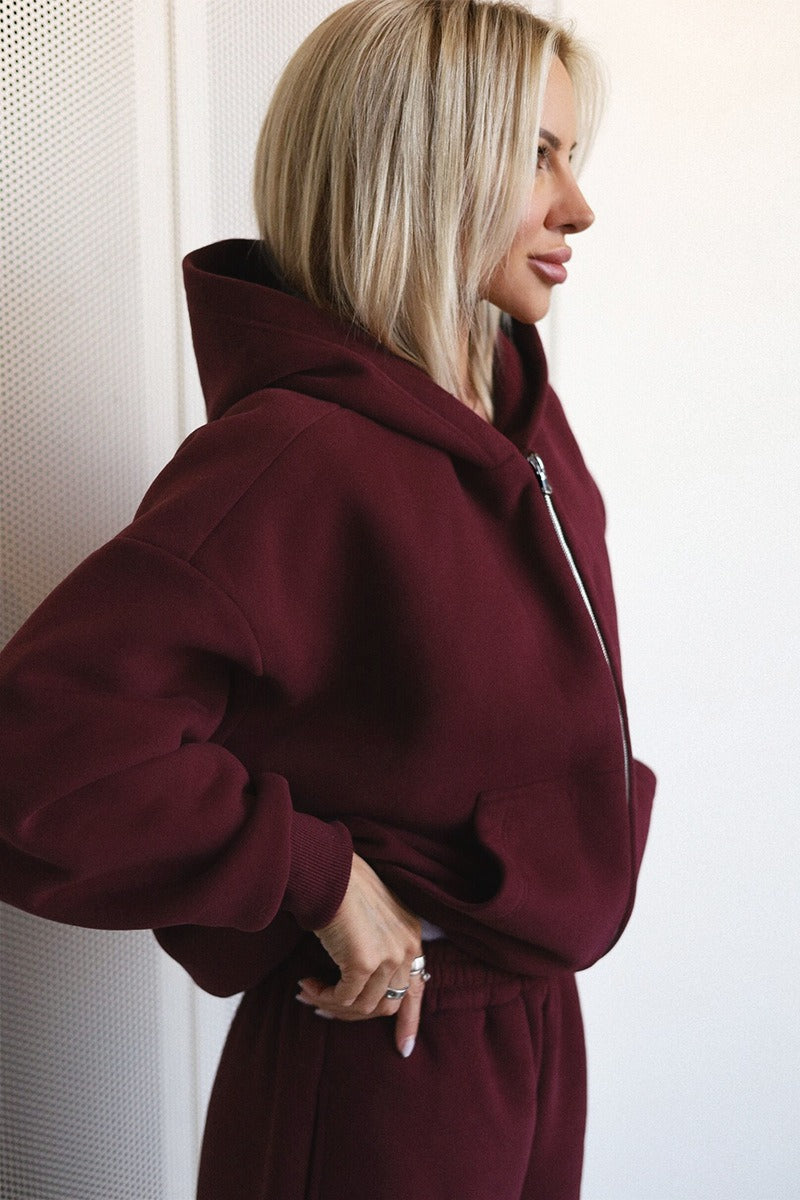 Damen-Sweatshirt mit Kapuze und durchgehendem Reissverschluss