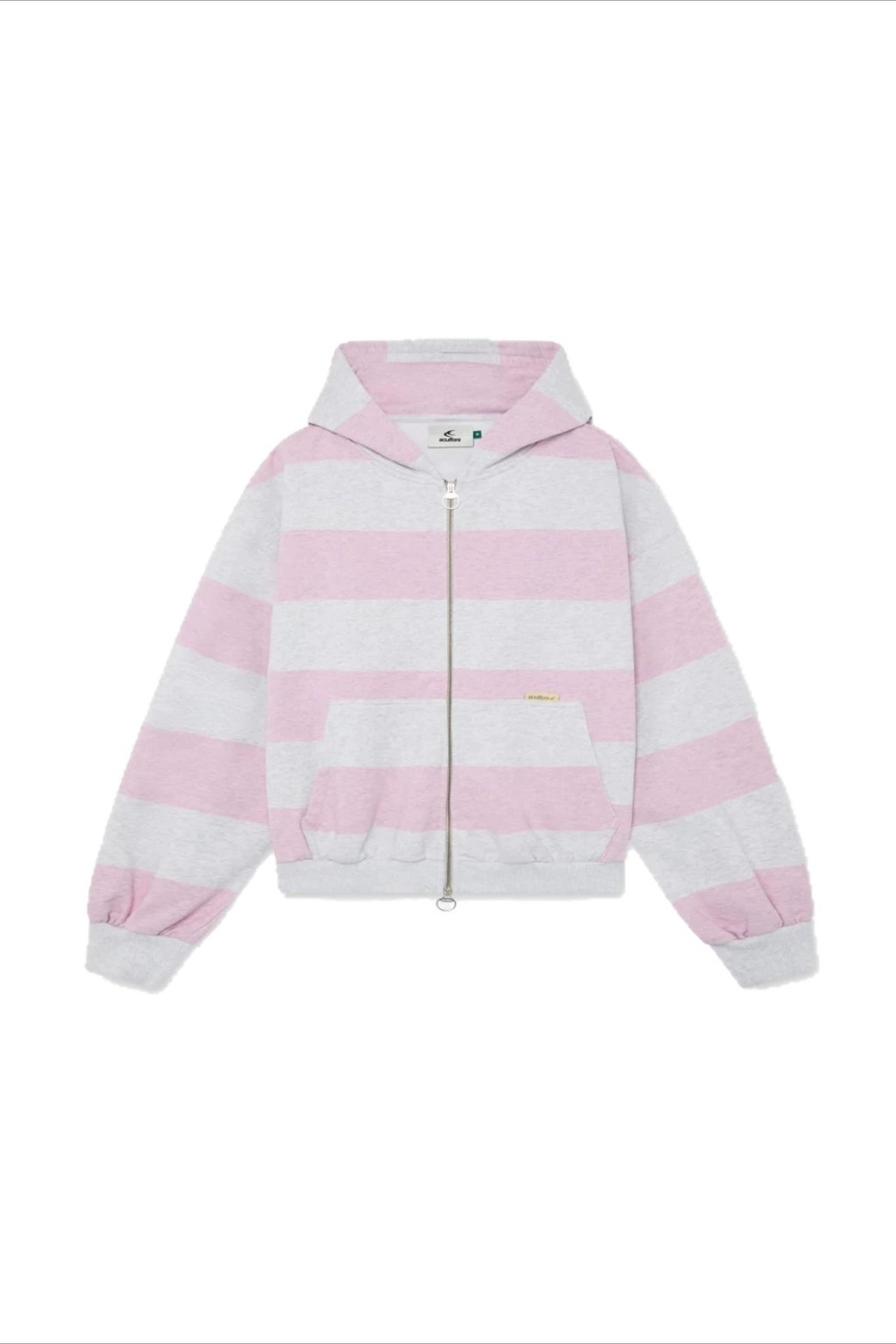 Detailansicht von Kapuze und Streifenmuster am Damen-Kapuzenpullover