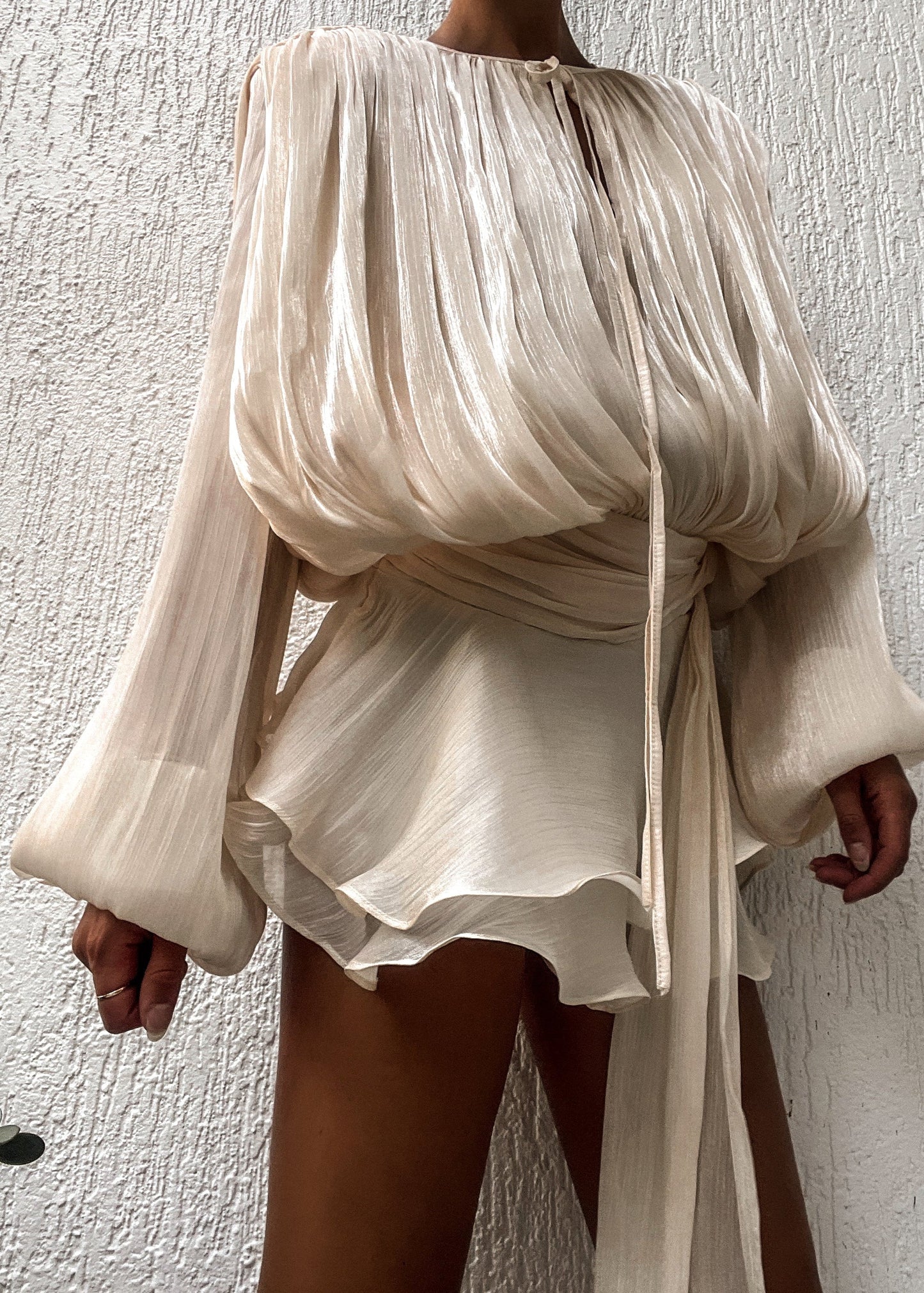 Estelle Champagner Satin Negligékleid